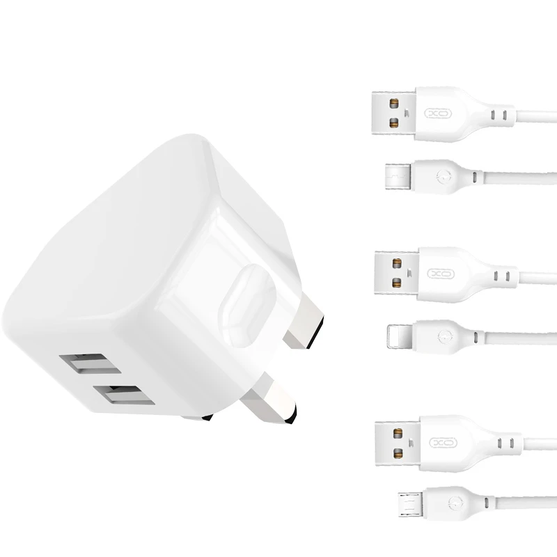 Φορτιστής UK διπλής θύρας με στολή καλωδίου USB